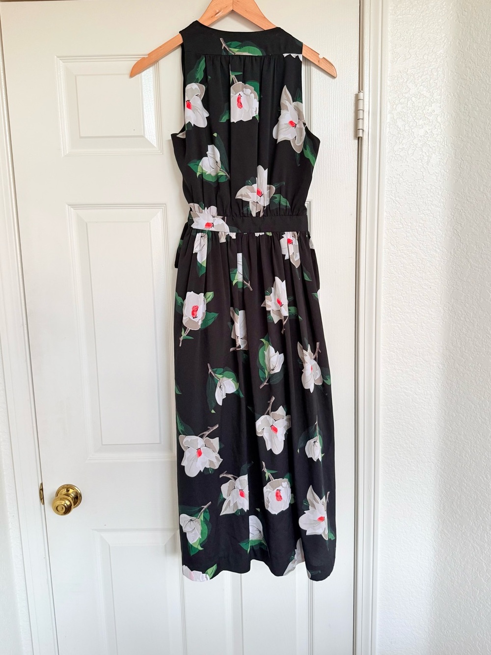 Banana Republic Floral Black White Midi Dress Size 4 - Picture 6 of 8
